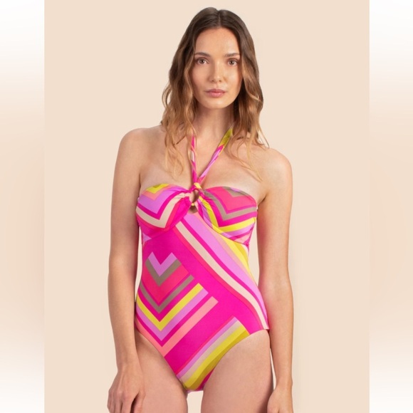 Trina Turk Waltz Bandeau One Piece Size 8 - Picture 1 of 6
